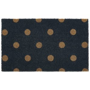 Polka Dot Patterned Navy Coir Outdoor Doormat