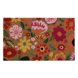 Retro Floral Coir Outdoor Doormat