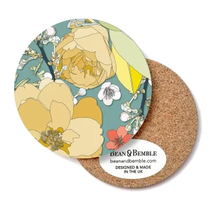 Chica Camellia Teal Coaster