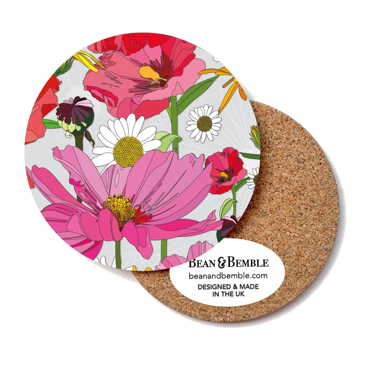Summer Poppies Grey Melamine Coaster - Image 2