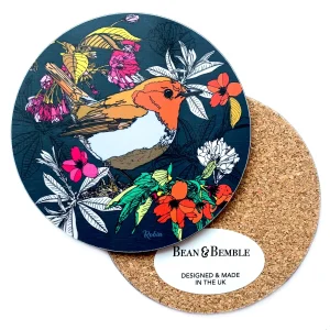 Cherry Blossom Robin Melamine Bird Coaster