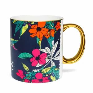 Cherry Blossom Navy Bone China Mug