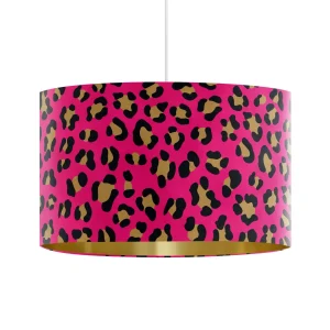 Velvet Lampshade Hot Pink Leopard Print