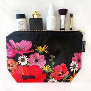 Large Summer Poppies Floral Cosmetic Bag / Travel Pouch