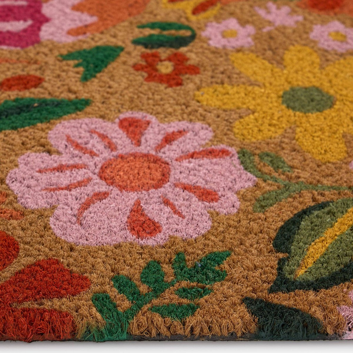 Retro Floral Coir Outdoor Doormat - Image 4