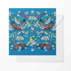 Aviflora Cranes in Flight Patterned Art Card