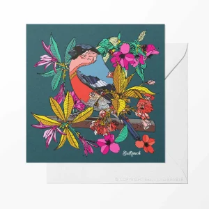 Cherry Blossom Bullfinch British Garden Bird Art Card