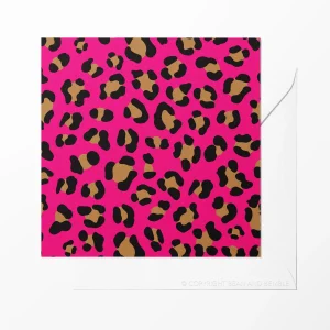 Hot Pink Leopard Print Notecard