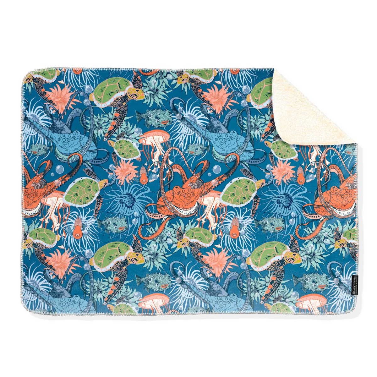 Octopodidae Sea Life Super Soft Blue Sherpa Blanket