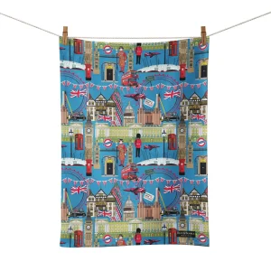 Tea Towel Colourful London Blue