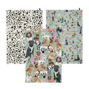 Set of 3 Tea Towels Walkies Dog Lovers