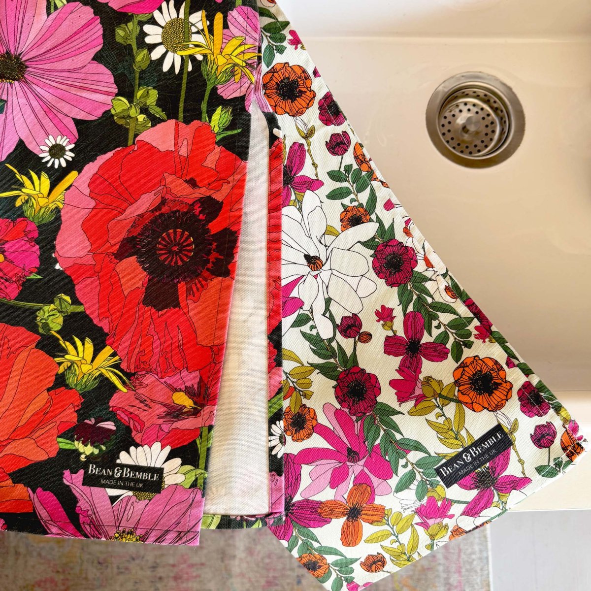Set of 2 Organic Cotton Floral Tea Towels - Image 6