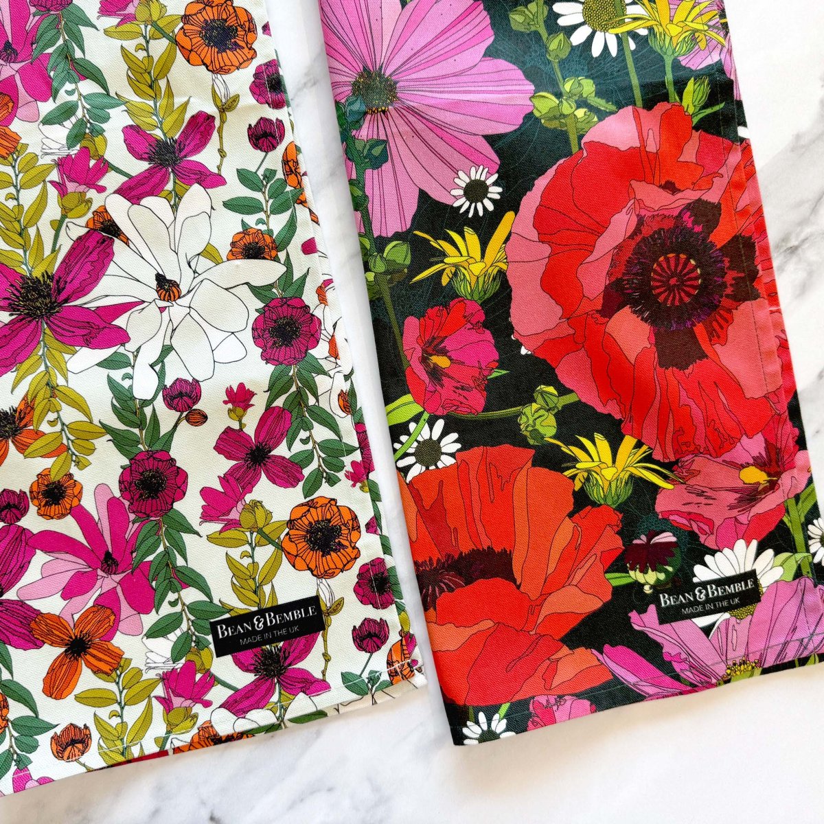 Set of 2 Organic Cotton Floral Tea Towels - Image 7