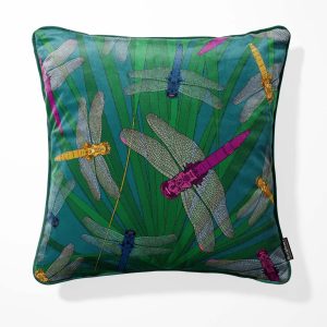 Jewel Dragonflies Velvet Cushion